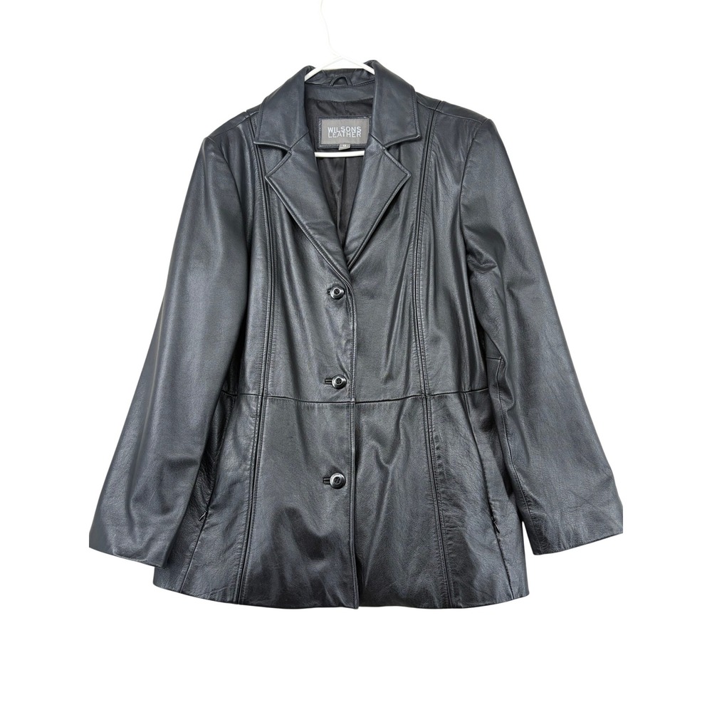 y2k/90's Car coat womens wilsons Leather Jacket size 1X black